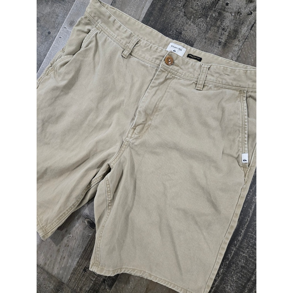 Quiksilver Chino Shorts Mens 36 Straight Fit Khaki Beige Twill Walkshorts Casual